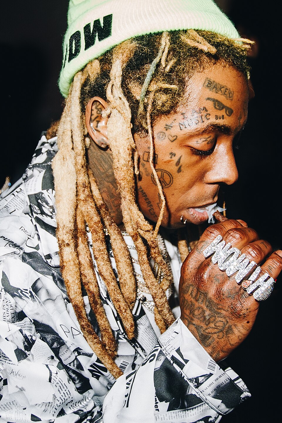 Close-up portrait of Lil Wayne photographed in 2020