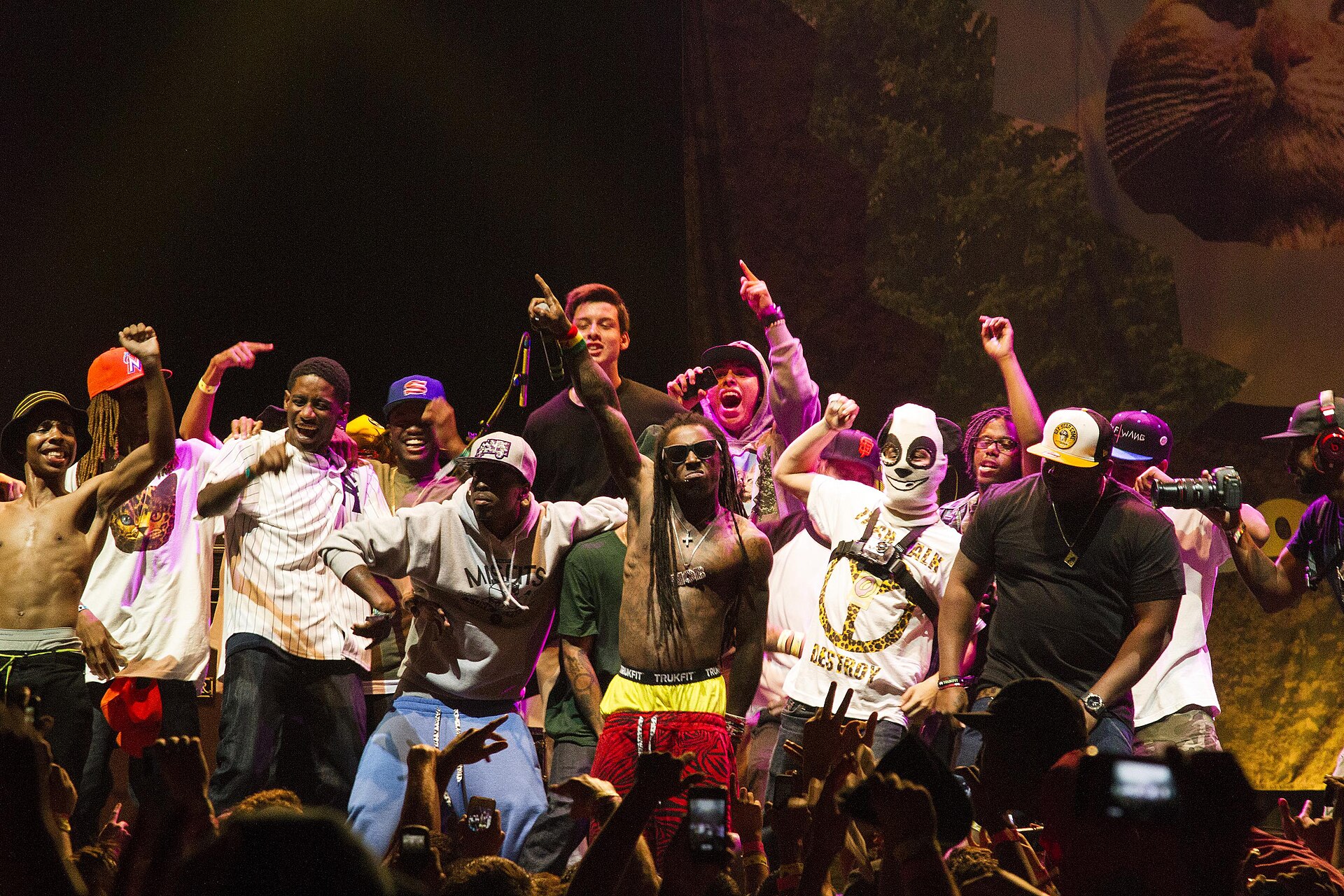 Lil Wayne performing with Odd Future in Los Angeles in 2012